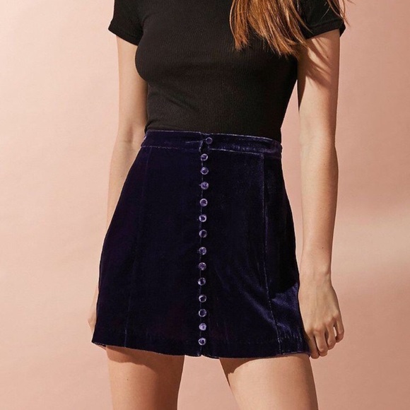 Urban Outfitters Dresses & Skirts - Urban Outfitters Purple Button Velvet Mini Skirt